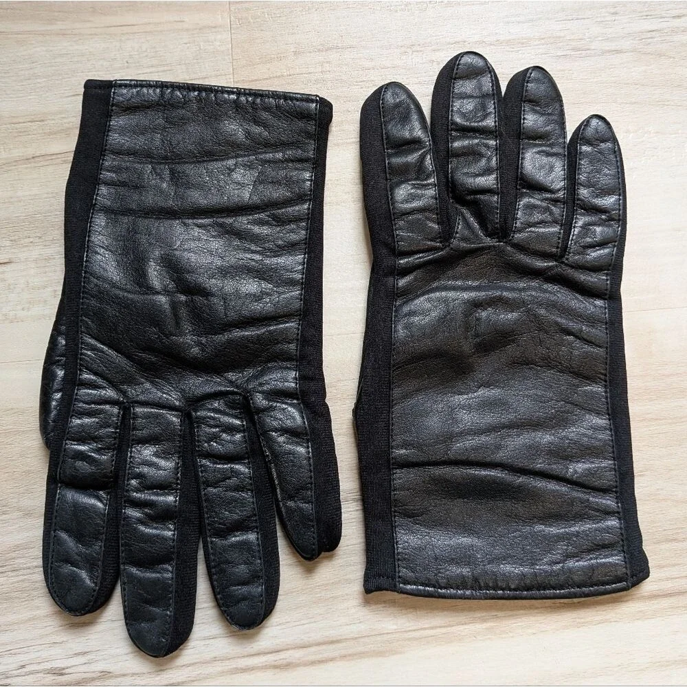 Vintage Genuine Leather Wool Lined Gloves Japan